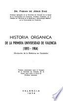 Historia orgánica de la primera universidad de Valencia, 1893-1904