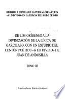 Historia y crítica de la poesía lírica culta a lo divino en la España del Siglo de Oro: De los origenes a la divinizacion de la lirica de Garcilaso, con un estudio del centon poetico a lo Divino de Juan de Andosilla