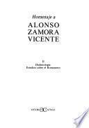 Homenaje a Alonso Zamora Vicente: Dialectología. Estudios sobre el Romancero