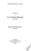 Homenaje a Luis Gómez Macker, 1929-2004