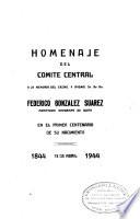 Homenaje del Comité Central a la memoria del excmo. y rvdmo. sr. dr. dn. Federico González Suárez