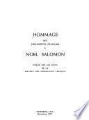 Hommage des hispanistes français à Noël Salomon