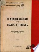 III Reunion Nacional de Pastos y Forrajes