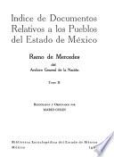 Indice de documentos relativos a los pueblos del Estado de México