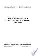 Indice de la revista Letras de Buenos Aires