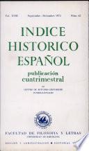 INDICE HISTORICO ESPANOL publicacion cuatrimestral - Vol. XVIII Septiembre - Diciembre 1972 Num. 65