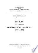 Indices de la revista Tesoro Sacro Musical, 1917-1978