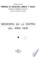 Industria Azucarera; Memoria de la Zafra