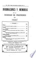 Informaciones y memorias de la Sociedad de Ingenieros del Perú