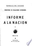 Informe a la nación del Ministro de Relaciones Exteriores