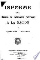 Informe a la nación que presenta el Ministerio de Relaciones Exteriores