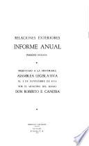Informe de las labores desarrolladas por el poder ejecutivo en el ramo de relaciones exteriores