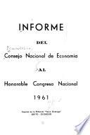 Informe del Consejo Nacional de Economía al honorable Congreso Nacional