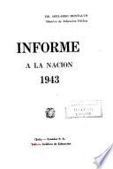 Informe del Ministerio de Educación Pública a la nación
