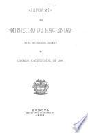 Informe del Ministro de Hacienda de la República de Colombia al Congreso Constitucional de ...
