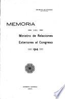 Informe del Ministro de Relaciones Exteriores al Congreso de ...