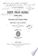 Informe del Presidente del Crédito Público Nacional sobre la deuda pública, bancos, acuñación de moneda y presupuestos y leyes de impuestos de la nación y de las provincias