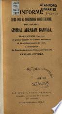Informe leido por el Gobernador Constitucional del Estado, General Abraham Bandala