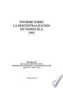 Informe sobre la descentralización en Venezuela 1993