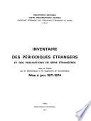 Inventaire des périodiques étrangers reçus en France par les bibliothèques et les organismes de documentation