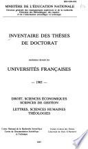 Inventaire des thèses de doctorat soutenues devant les universités françaises