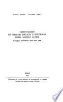 Investigación en ciencias sociales e históricas sobre América Latina