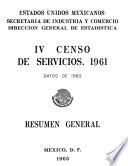 IV Censo de Servicios 1961. Datos de 1960. Resumen general