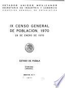 IX [i.e. Noveno] censo general de poblacion, 1970: Estado de Puebla