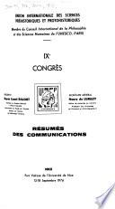 IXe [i.e. Neuvième] congrès