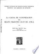 La causa de canonizacion del beato maestro Juan de Avila