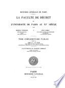 La Faculté de décret de l'Université de Paris au XVe siècle