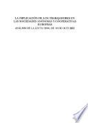 La implicación de los trabajadores en las sociedades anónimas y cooperativas europeas