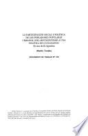 La participación social y política de los pobladores populares urbanos