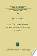 Law and Apocalypse: The Moral Thought of Luis De León (1527?–1591)