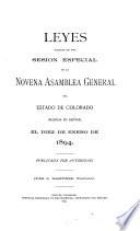 Laws Passed at the Session of the General Assembly of the State of Colorado