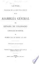 Laws Passed at the Session of the General Assembly of the State of Colorado