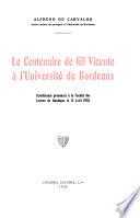 Le centenaire de Gil Vicente à l'Université de Bordeaux
