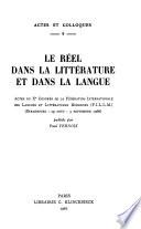 Le Réel dans la littérature et dans la langue