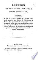 Leccion de economía política sobre poblacion