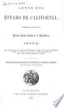 Leyes del estado de California, decretadas durante la decima quinta sesion de la Legislatura, 1863-4