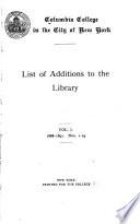 List of Additions to the Library