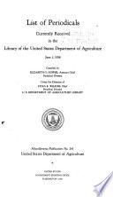 List of Periodicals Currently Received in the Library of the United States Department of Agriculture June 1, 1936