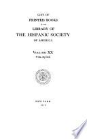 List of Printed Books in the Library of the Hispanic Society of America