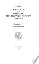List of Printed Books in the Library of the Hispanic Society of America