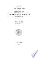 List of Printed Books in the Library of the Hispanic Society of America