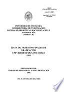 Lista de trabajos finales de graduación, Universidad de Costa Rica