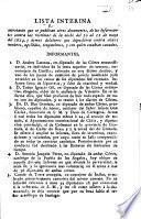 Lista interina ... de los informantes contra las víctimas de la noche del 10 al 11 de Mayo del 1814, y demas delatores que depusiéron contra ellas, etc
