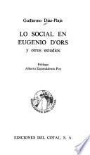 Lo social en Eugenio d'Ors y otros estudios