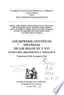 Los Impresos científicos españoles de los siglos XV y XVI: Inventario D-Q