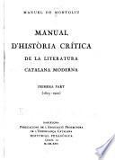 Manual d'història crítica de la literatura catalana moderna